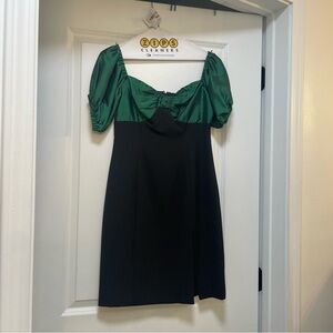 Song of Style Green and Black Off the Shoulder Beth Mini Dress